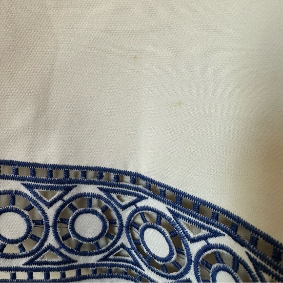 Sugarlips | White Blue Embroidered Pattern Off-Shoulder Boho Blouse Size Small - Picture 13 of 13